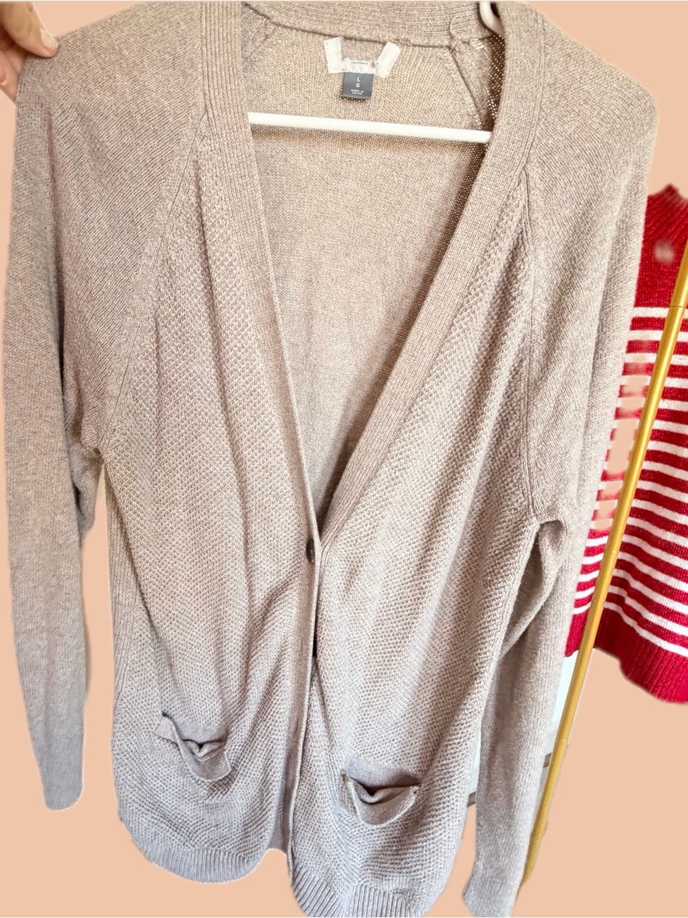 Source Unknown Light Taupe Open-Front Women’s Cardigan